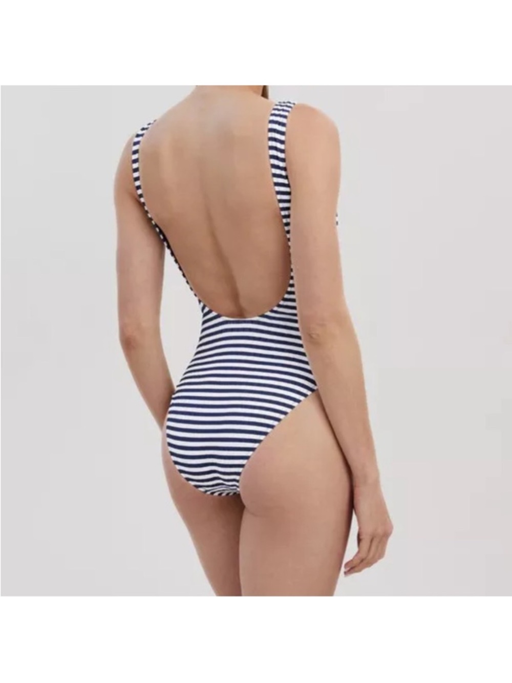 Solid & Striped Scoop Neck One-Piece Swimsuit - Navy/White - Picture 2 of 3